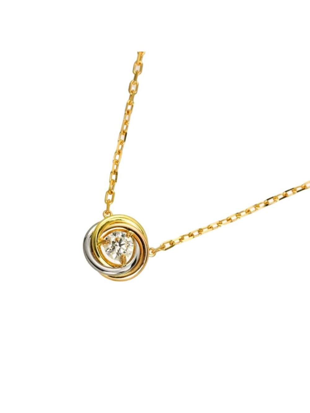 Cartier Trinity Diamond Necklace 40 18k Yellow Gold WG PG 750 Three